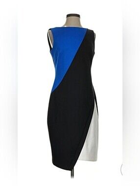 Tommy Hilfiger Blue and Black Colorblock Midi Dress